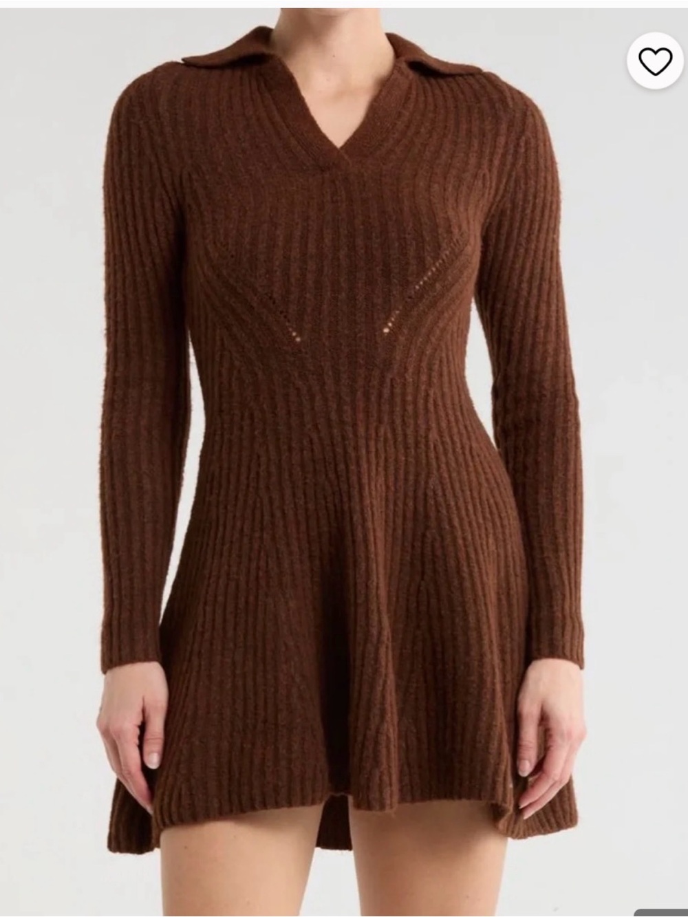 NWT Lush Brown Ribbed Knit Polo Sweater Dress M